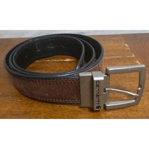 Carhartt Men's Bridle Leather Size 42 Reversible‎ Brown/ Black Metal Keeper Belt - Picture 4 of 4